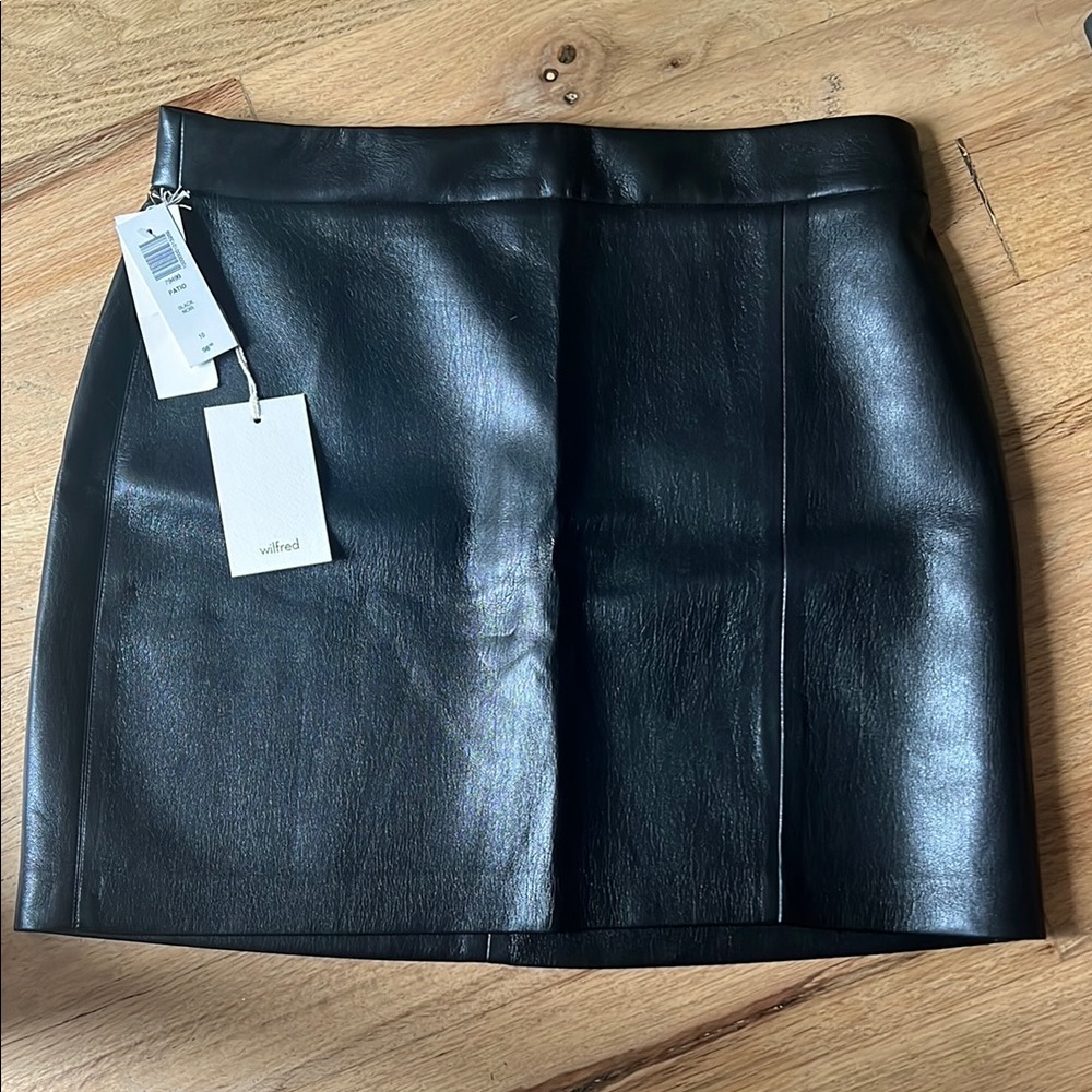 Wilfred Black Leather Skirt